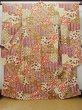 Photo2: L0727D Used Japanese women  Off White FURISODE long-sleeved / Synthetic. Chinese flower,   (Grade B) (2)