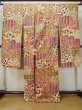 Photo3: L0727D Used Japanese women  Off White FURISODE long-sleeved / Synthetic. Chinese flower,   (Grade B) (3)