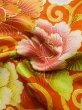 Photo16: L0727E Used Japanese women  Vermilion FURISODE long-sleeved / Silk. Peony,   (Grade D) (16)