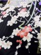Photo14: L0727F Used Japanese women  Black FURISODE long-sleeved / Silk. Flower, Iris, Folding fan pattern  (Grade B) (14)
