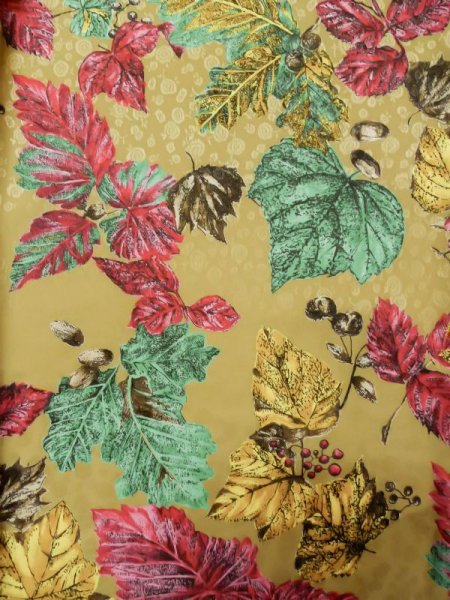 Photo6: L0727G Used Japanese women Pale Beige FURISODE long-sleeved / Synthetic. Leaf   (Grade B) (6)