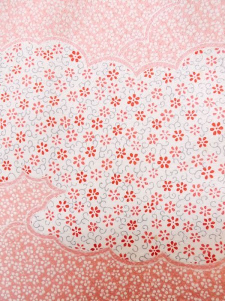 Photo9: L0727I Used Japanese womenPale Light Pink FURISODE long-sleeved / Silk. Flower,   (Grade C) (9)
