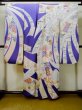 Photo3: L0727K Used Japanese womenPale Light Pink FURISODE long-sleeved / Silk. Bundle of Ribbons, Bundle of Ribbons, Diamond-shaped flowers, Crossed circles patterns  (Grade C) (3)