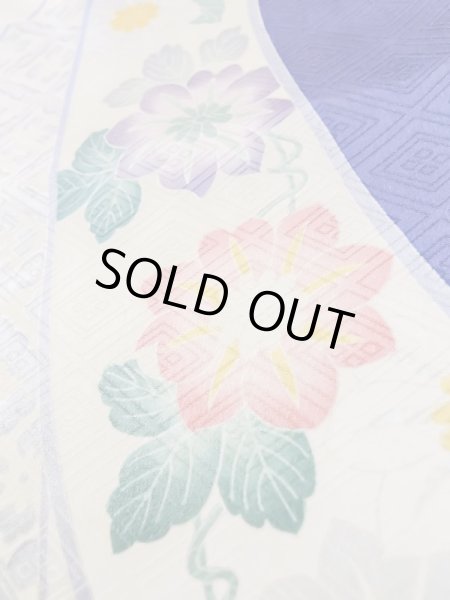 Photo19: L0727K Used Japanese womenPale Light Pink FURISODE long-sleeved / Silk. Bundle of Ribbons, Bundle of Ribbons, Diamond-shaped flowers, Crossed circles patterns  (Grade C) (19)