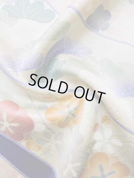 Photo21: L0727K Used Japanese womenPale Light Pink FURISODE long-sleeved / Silk. Bundle of Ribbons, Bundle of Ribbons, Diamond-shaped flowers, Crossed circles patterns  (Grade C) (21)