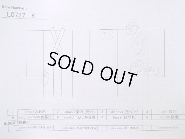 Photo23: L0727K Used Japanese womenPale Light Pink FURISODE long-sleeved / Silk. Bundle of Ribbons, Bundle of Ribbons, Diamond-shaped flowers, Crossed circles patterns  (Grade C) (23)