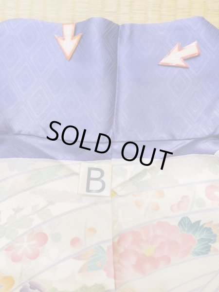 Photo25: L0727K Used Japanese womenPale Light Pink FURISODE long-sleeved / Silk. Bundle of Ribbons, Bundle of Ribbons, Diamond-shaped flowers, Crossed circles patterns  (Grade C) (25)