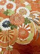 Photo7: L0727L Used Japanese women  Orange FURISODE long-sleeved / Silk. Chrysanthemum, Flower cart pattern  (Grade C) (7)