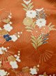 Photo9: L0727L Used Japanese women  Orange FURISODE long-sleeved / Silk. Chrysanthemum, Flower cart pattern  (Grade C) (9)