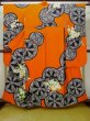 Photo2: L0727M Used Japanese women  Orange FURISODE long-sleeved / Silk. Peony,   (Grade B) (2)