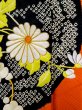 Photo11: L0727M Used Japanese women  Orange FURISODE long-sleeved / Silk. Peony,   (Grade B) (11)