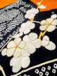 Photo13: L0727M Used Japanese women  Orange FURISODE long-sleeved / Silk. Peony,   (Grade B) (13)