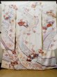 Photo1: L0727P Used Japanese womenPale Light Multi Color FURISODE long-sleeved / Silk. Peony, Folding fan, Crossed circles, Tortoise-shell pattern(Hexagonal pattern)  (Grade C) (1)