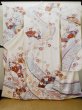 Photo2: L0727P Used Japanese womenPale Light Multi Color FURISODE long-sleeved / Silk. Peony, Folding fan, Crossed circles, Tortoise-shell pattern(Hexagonal pattern)  (Grade C) (2)