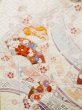 Photo7: L0727P Used Japanese womenPale Light Multi Color FURISODE long-sleeved / Silk. Peony, Folding fan, Crossed circles, Tortoise-shell pattern(Hexagonal pattern)  (Grade C) (7)