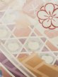 Photo12: L0727P Used Japanese womenPale Light Multi Color FURISODE long-sleeved / Silk. Peony, Folding fan, Crossed circles, Tortoise-shell pattern(Hexagonal pattern)  (Grade C) (12)