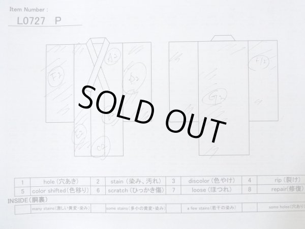 Photo19: L0727P Used Japanese womenPale Light Multi Color FURISODE long-sleeved / Silk. Peony, Folding fan, Crossed circles, Tortoise-shell pattern(Hexagonal pattern)  (Grade C) (19)