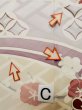 Photo22: L0727P Used Japanese womenPale Light Multi Color FURISODE long-sleeved / Silk. Peony, Folding fan, Crossed circles, Tortoise-shell pattern(Hexagonal pattern)  (Grade C) (22)