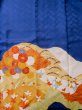 Photo8: L0727Q Used Japanese women Vivid Blue FURISODE long-sleeved / Silk. Chrysanthemum, Cloud, Crossed circles patterns  (Grade B) (8)