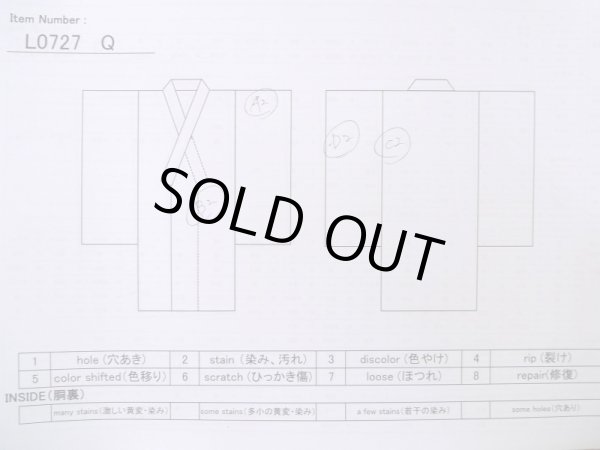 Photo23: L0727Q Used Japanese women Vivid Blue FURISODE long-sleeved / Silk. Chrysanthemum, Cloud, Crossed circles patterns  (Grade B) (23)