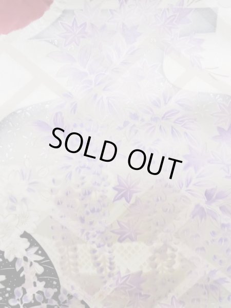 Photo11: L0727R Used Japanese women Pale Red FURISODE long-sleeved / Silk. Peony, Birds, wave, pods, dapple pattern, Abstract pattern  (Grade B) (11)