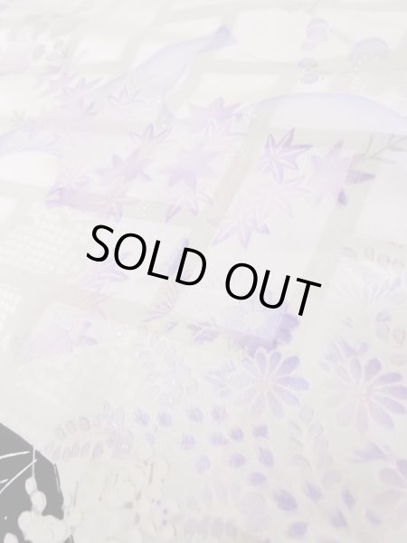 Photo15: L0727R Used Japanese women Pale Red FURISODE long-sleeved / Silk. Peony, Birds, wave, pods, dapple pattern, Abstract pattern  (Grade B) (15)