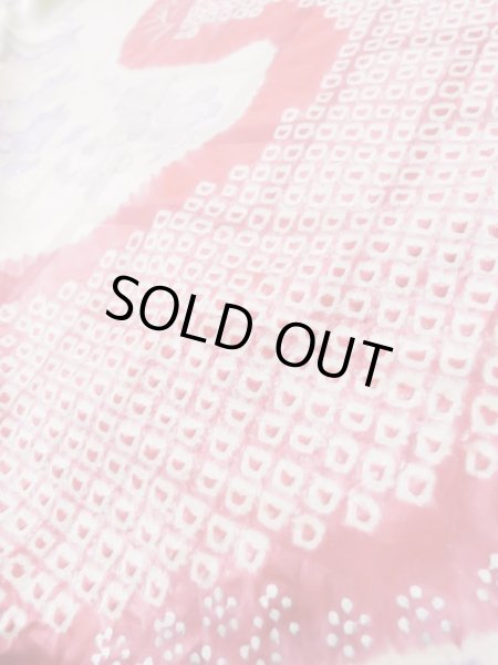 Photo20: L0727R Used Japanese women Pale Red FURISODE long-sleeved / Silk. Peony, Birds, wave, pods, dapple pattern, Abstract pattern  (Grade B) (20)