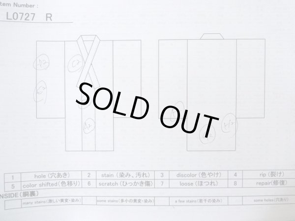 Photo23: L0727R Used Japanese women Pale Red FURISODE long-sleeved / Silk. Peony, Birds, wave, pods, dapple pattern, Abstract pattern  (Grade B) (23)
