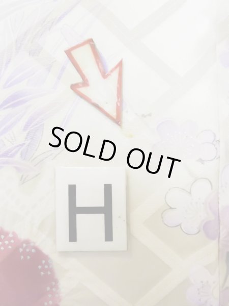 Photo31: L0727R Used Japanese women Pale Red FURISODE long-sleeved / Silk. Peony, Birds, wave, pods, dapple pattern, Abstract pattern  (Grade B) (31)