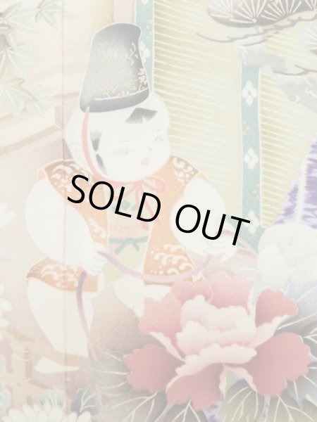 Photo9: L0727S Used Japanese womenPale Light Pink FURISODE long-sleeved / Silk. Kids,   (Grade C) (9)