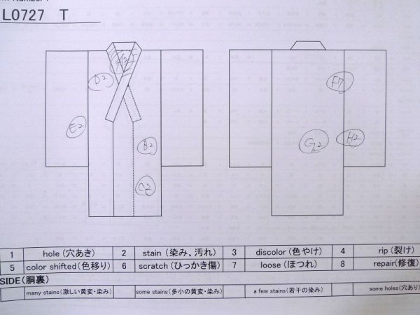 Photo22: L0727T Used Japanese womenPale Light Teal FURISODE long-sleeved / Silk. Peony,   (Grade D) (22)