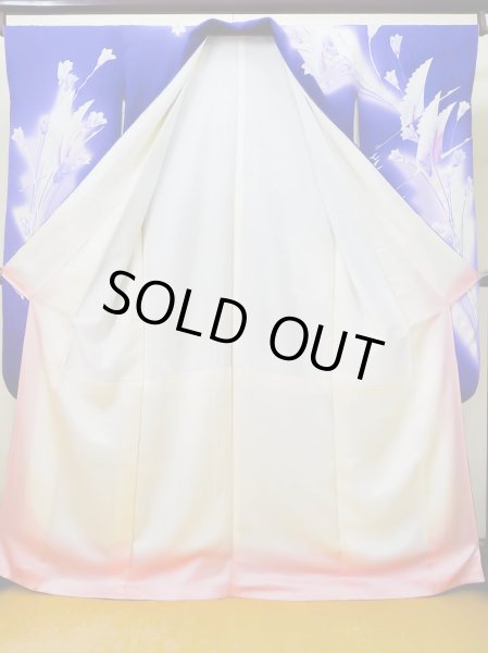 Photo4: L0727U Used Japanese women Vivid Purple FURISODE long-sleeved / Silk. Autumn bellflower,   (Grade B) (4)