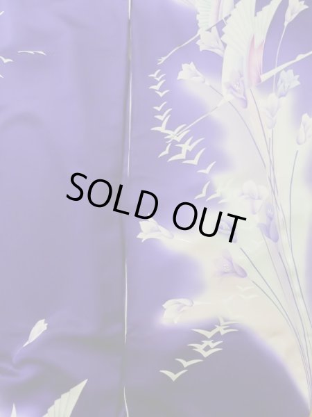 Photo6: L0727U Used Japanese women Vivid Purple FURISODE long-sleeved / Silk. Autumn bellflower,   (Grade B) (6)