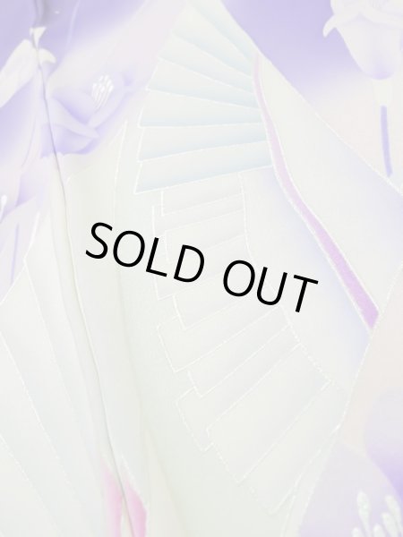 Photo15: L0727U Used Japanese women Vivid Purple FURISODE long-sleeved / Silk. Autumn bellflower,   (Grade B) (15)