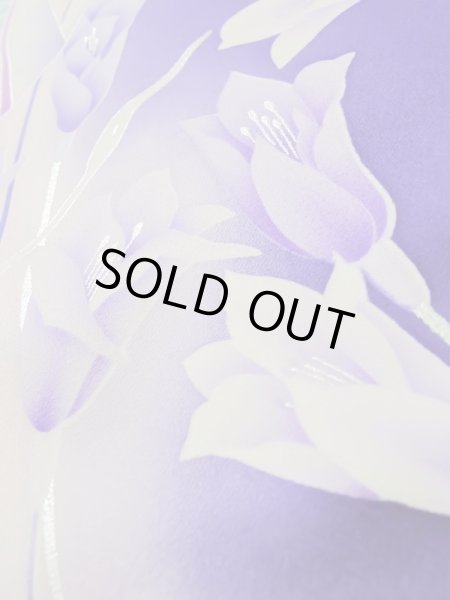 Photo17: L0727U Used Japanese women Vivid Purple FURISODE long-sleeved / Silk. Autumn bellflower,   (Grade B) (17)