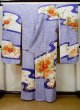 Photo3: L0727W Used Japanese women  White FURISODE long-sleeved / Silk. Chrysanthemum,   (Grade B) (3)