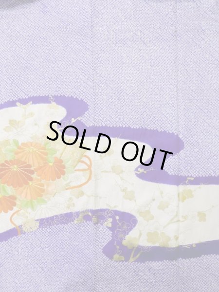 Photo8: L0727W Used Japanese women  White FURISODE long-sleeved / Silk. Chrysanthemum,   (Grade B) (8)