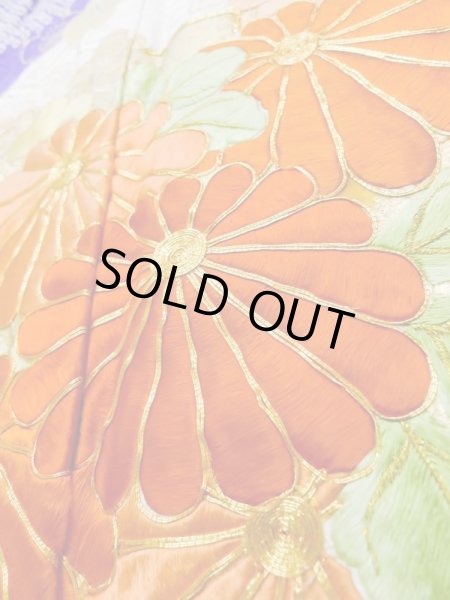 Photo13: L0727W Used Japanese women  White FURISODE long-sleeved / Silk. Chrysanthemum,   (Grade B) (13)