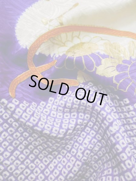 Photo17: L0727W Used Japanese women  White FURISODE long-sleeved / Silk. Chrysanthemum,   (Grade B) (17)