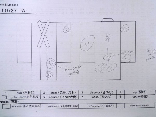 Photo19: L0727W Used Japanese women  White FURISODE long-sleeved / Silk. Chrysanthemum,   (Grade B) (19)