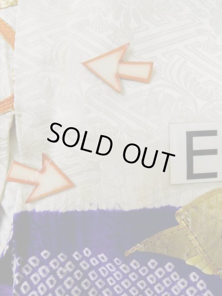 Photo24: L0727W Used Japanese women  White FURISODE long-sleeved / Silk. Chrysanthemum,   (Grade B) (24)