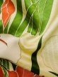 Photo16: L0727Y Used Japanese womenPale Light Yellow FURISODE long-sleeved / Silk. Iris, Rare design  (Grade C) (16)