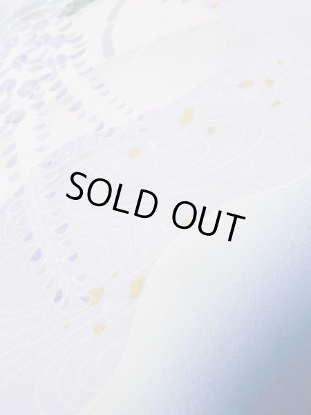 Photo16: L0727Z Used Japanese women Vivid Blue FURISODE long-sleeved / Silk. Peony, Screen, Shell tub pattern  (Grade C) (16)