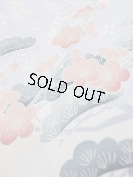 Photo21: L0727Z Used Japanese women Vivid Blue FURISODE long-sleeved / Silk. Peony, Screen, Shell tub pattern  (Grade C) (21)