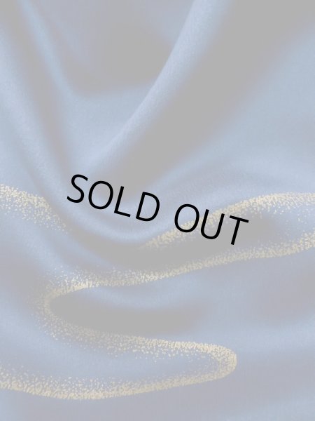 Photo22: L0727Z Used Japanese women Vivid Blue FURISODE long-sleeved / Silk. Peony, Screen, Shell tub pattern  (Grade C) (22)