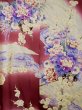 Photo5: L0728B Used Japanese women Pale Red FURISODE long-sleeved / Silk. Peony, Flower cart pattern  (Grade B) (5)