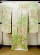 Photo3: L0728C Used Japanese women Light Yellowish Green FURISODE long-sleeved / Silk. Peony   (Grade B) (3)