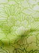 Photo12: L0728C Used Japanese women Light Yellowish Green FURISODE long-sleeved / Silk. Peony   (Grade B) (12)