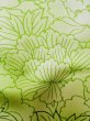 Photo12: L0728C Used Japanese women Light Yellowish Green FURISODE long-sleeved / Silk. Peony   (Grade B) (12)