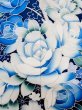 Photo9: L0728D Used Japanese women Vivid Blue FURISODE long-sleeved / Silk. Flower,   (Grade A) (9)